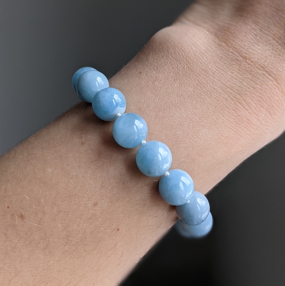 Aquamarine & Quartz Bracelet Magnetic clasp - Picture 2 of 2